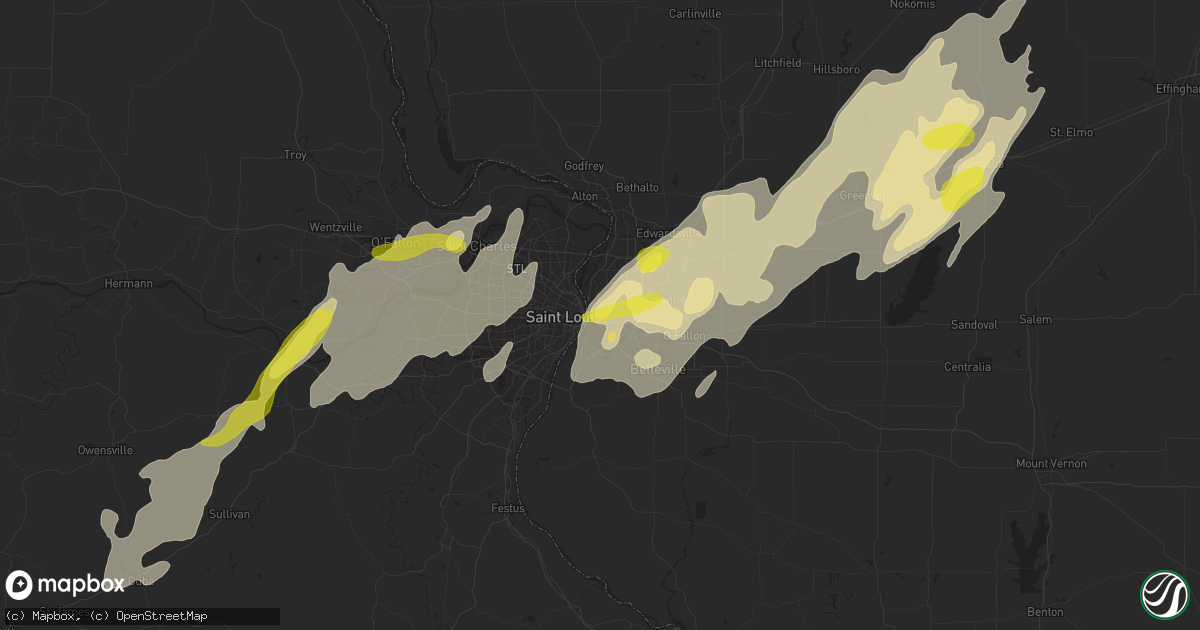 Hail map in East Saint Louis, IL on May 21, 2019