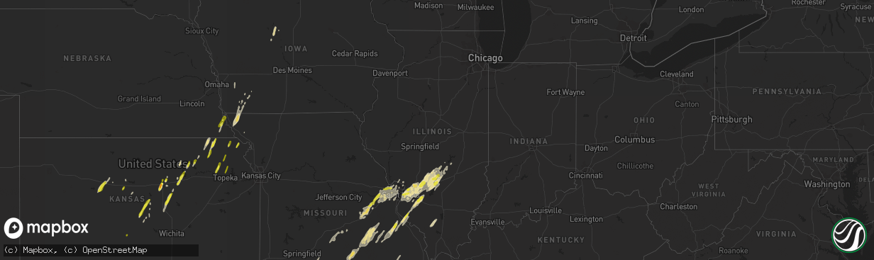 Hail map in Illinois on May 21, 2019