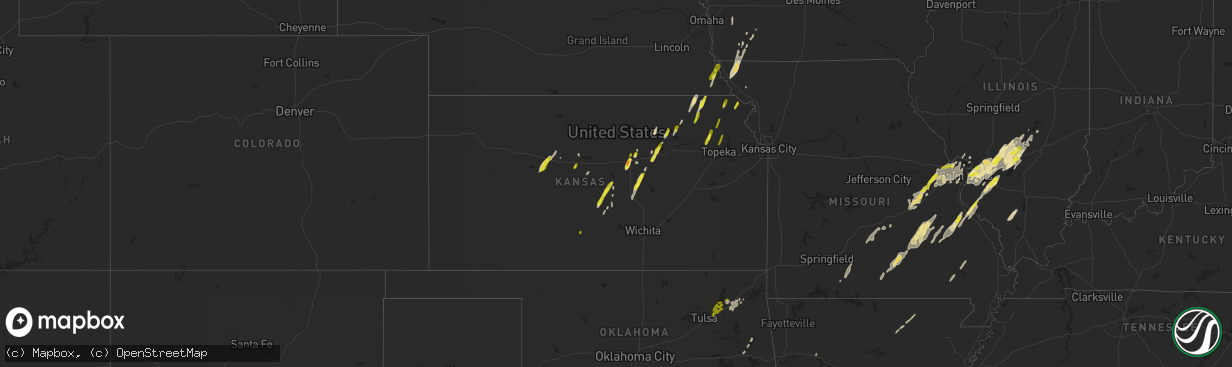 Hail map in Kansas on May 21, 2019