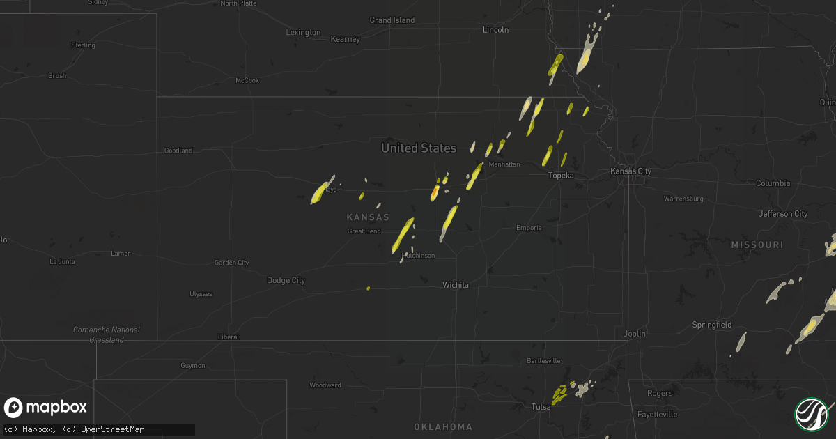 Hail map in Kansas on May 21, 2019