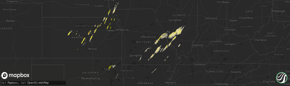 Hail map in Missouri on May 21, 2019