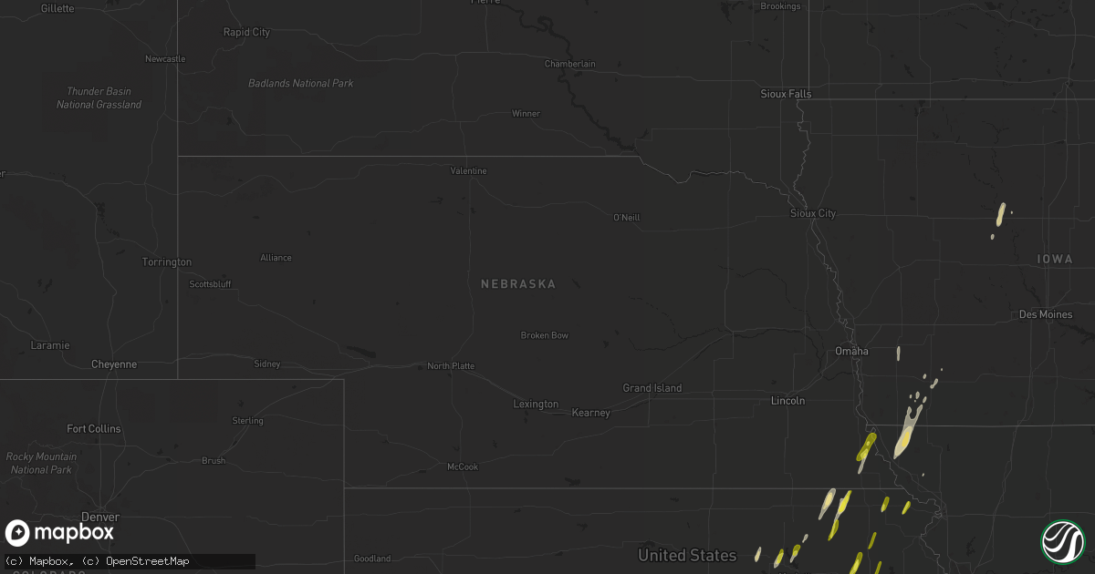 Hail map in Nebraska on May 21, 2019