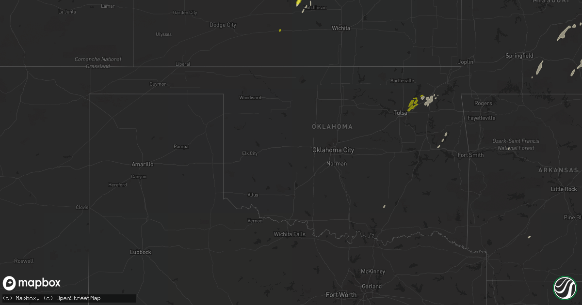 Hail map in Oklahoma on May 21, 2019