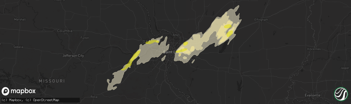 Hail map in Saint Louis, MO on May 21, 2019