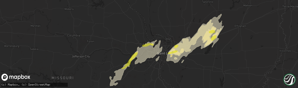 Hail map in Saint Peters, MO on May 21, 2019