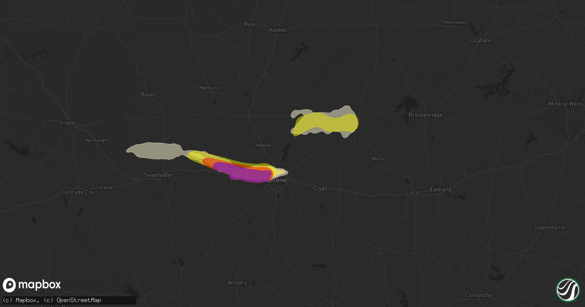 Hail map in Abilene, TX on May 21, 2020