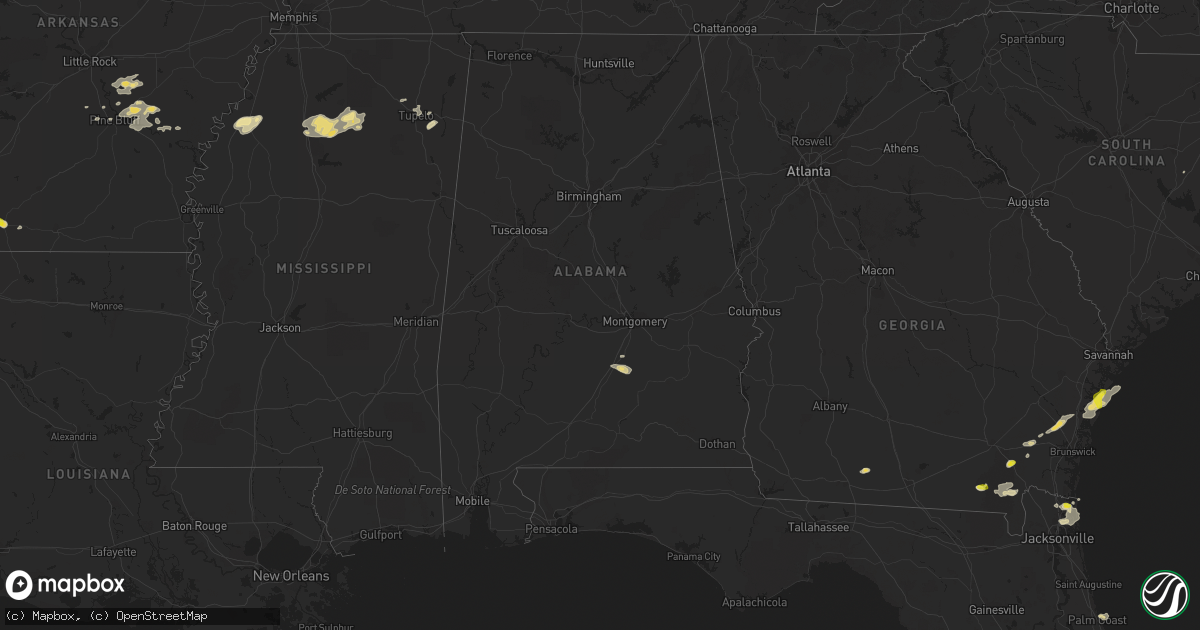 Hail map in Alabama on May 21, 2020