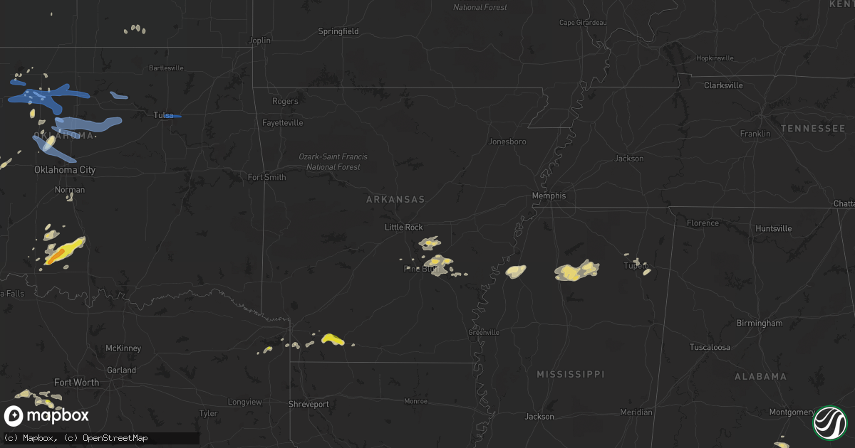 Hail map in Arkansas on May 21, 2020