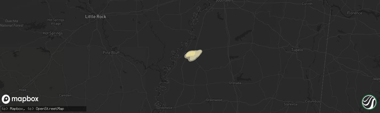 Hail map in Clarksdale, MS on May 21, 2020