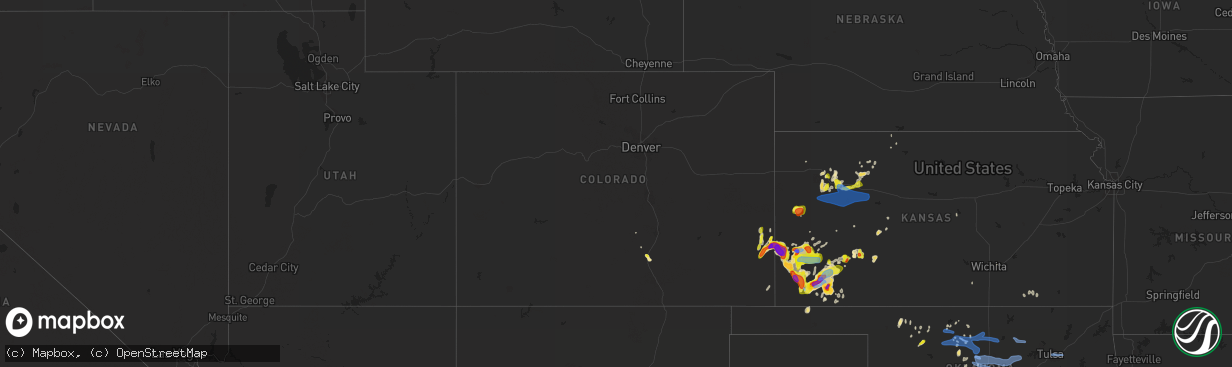 Hail map in Colorado on May 21, 2020