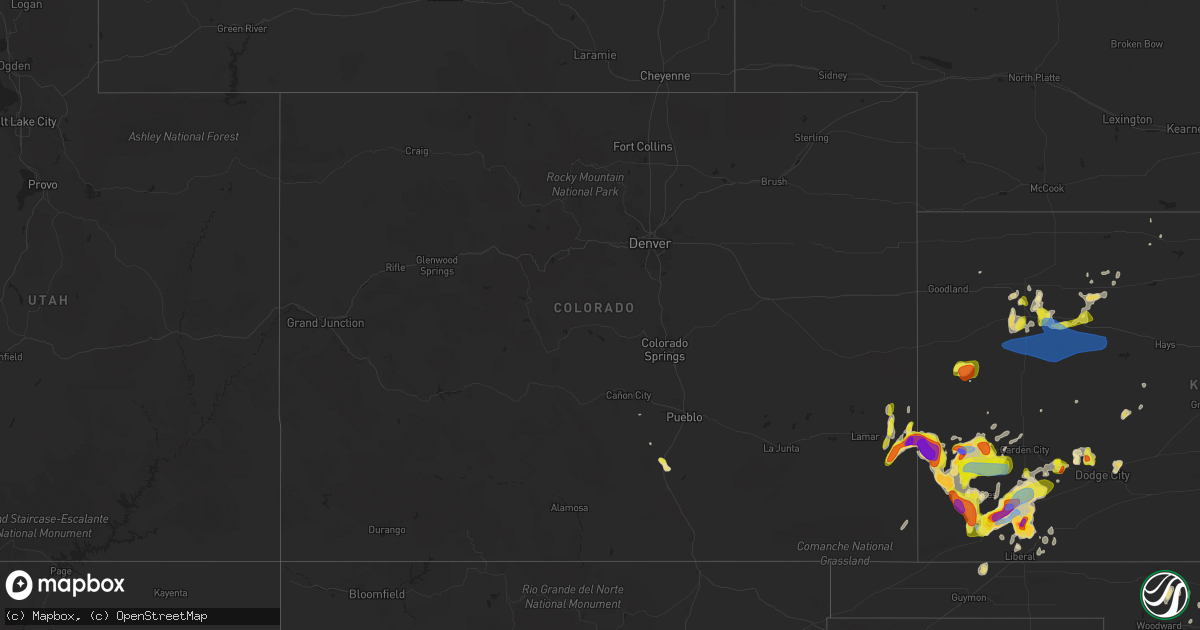 Hail map in Colorado on May 21, 2020
