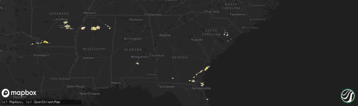 Hail map in Georgia on May 21, 2020