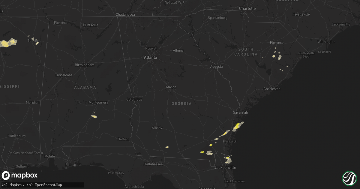 Hail map in Georgia on May 21, 2020