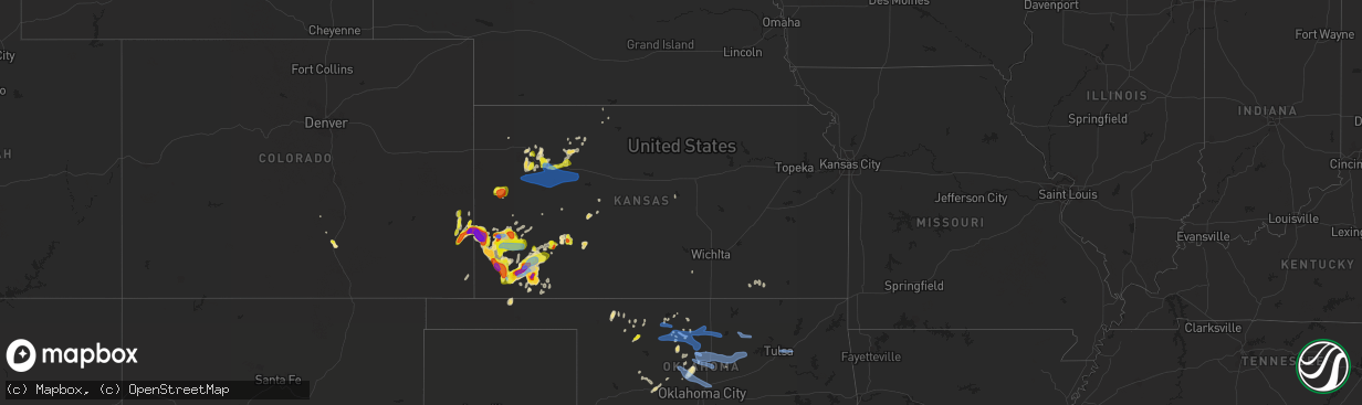 Hail map in Kansas on May 21, 2020