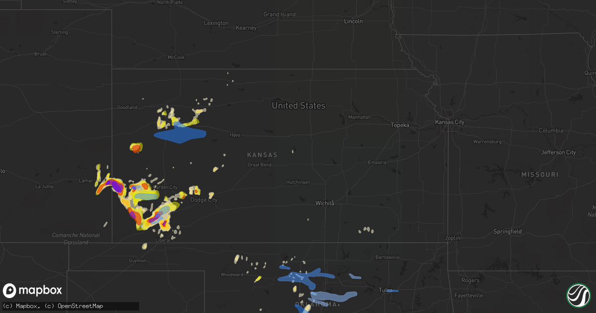 Hail map in Kansas on May 21, 2020