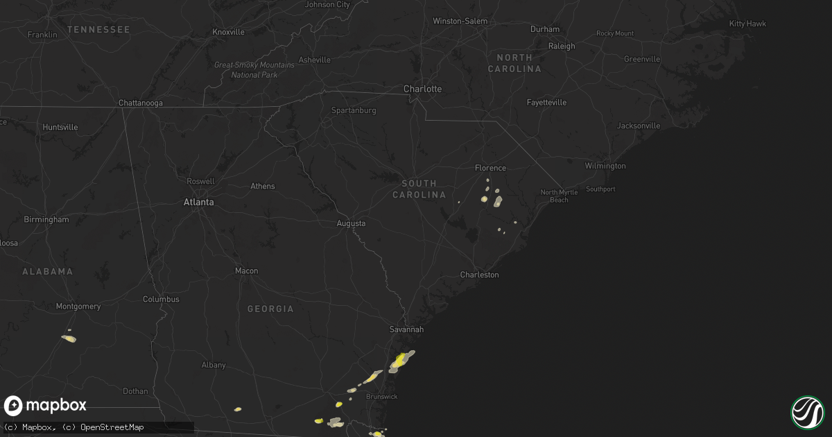 Hail map in South Carolina on May 21, 2020