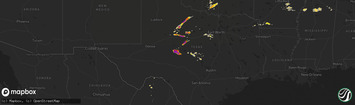 Hail map on May 21, 2020