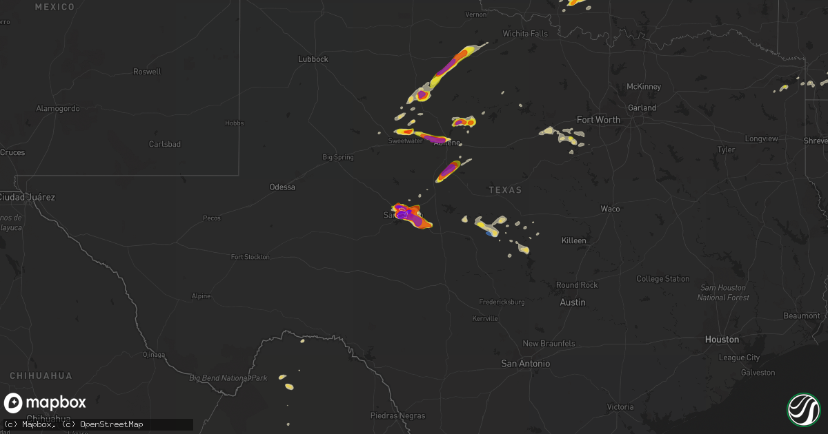 Hail map on May 21, 2020