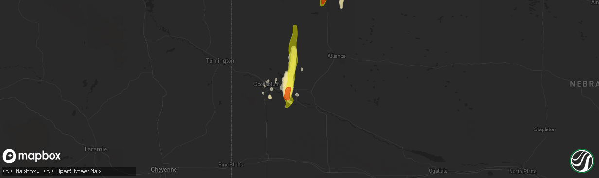 Hail map in Bayard, NE on May 21, 2021