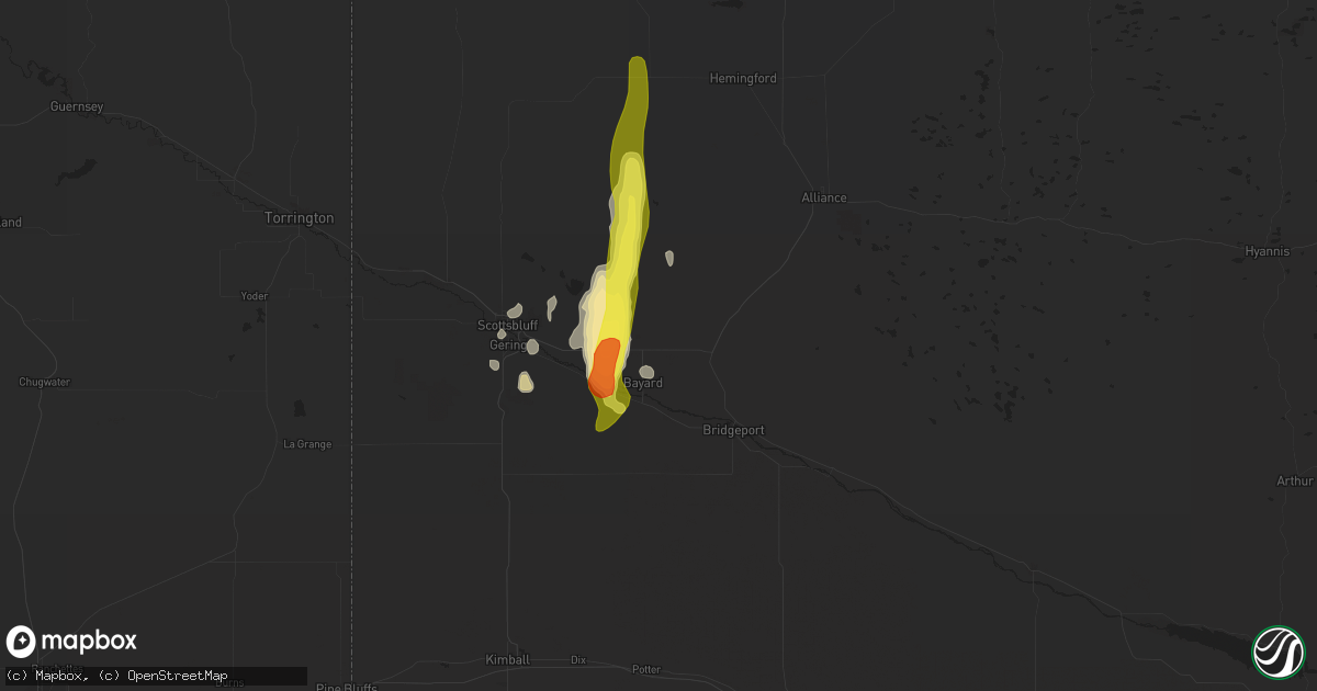 Hail map in Bayard, NE on May 21, 2021