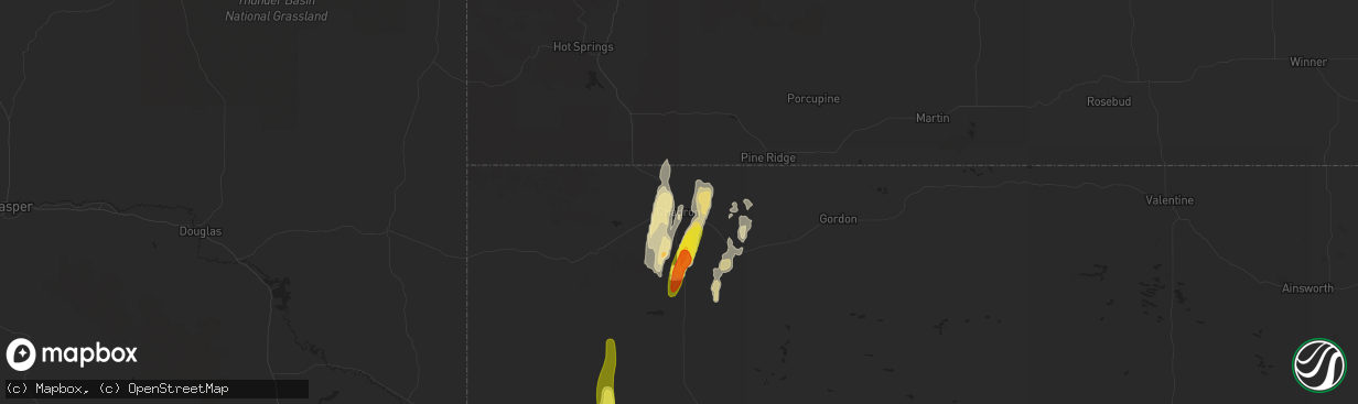 Hail map in Chadron, NE on May 21, 2021