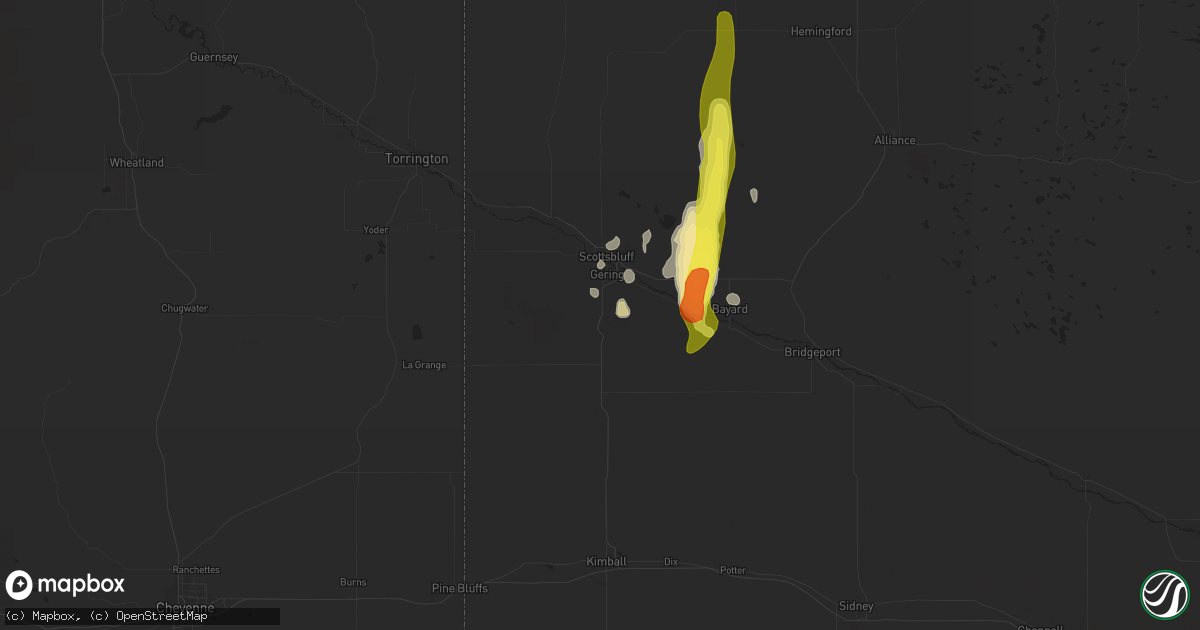 Hail map in Gering, NE on May 21, 2021