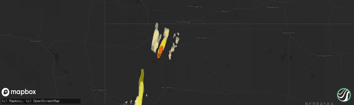 Hail map in Hay Springs, NE on May 21, 2021