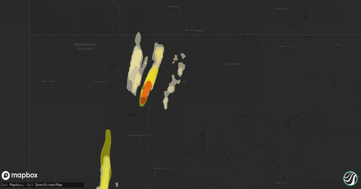 Hail map in Hay Springs, NE on May 21, 2021