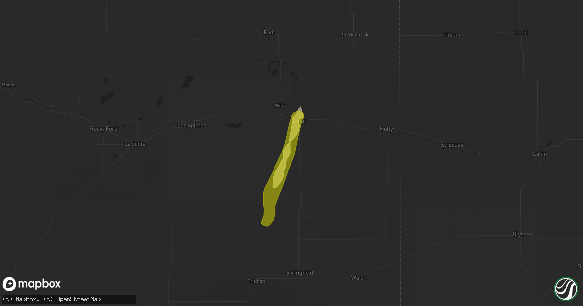 Hail map in Lamar, CO on May 21, 2021