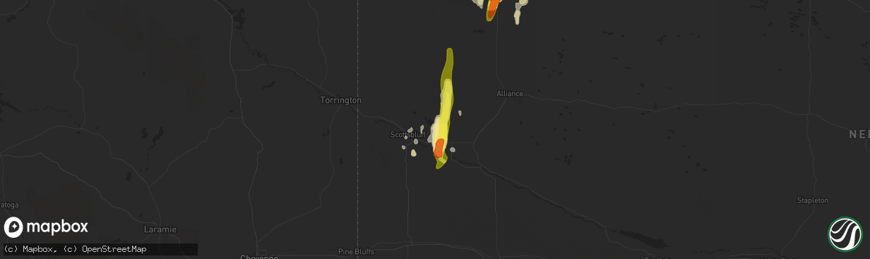 Hail map in Minatare, NE on May 21, 2021