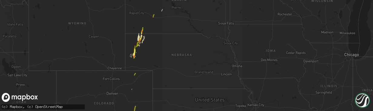 Hail map in Nebraska on May 21, 2021