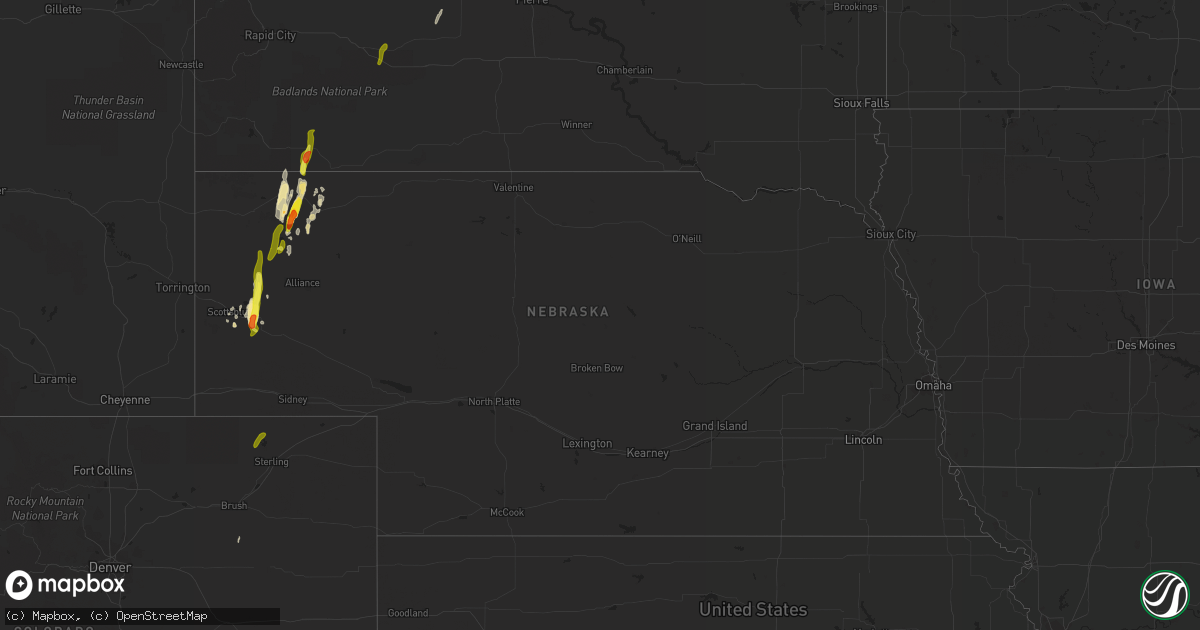 Hail map in Nebraska on May 21, 2021