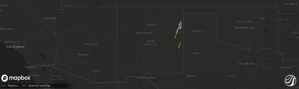 Hail map in New Mexico on May 21, 2021