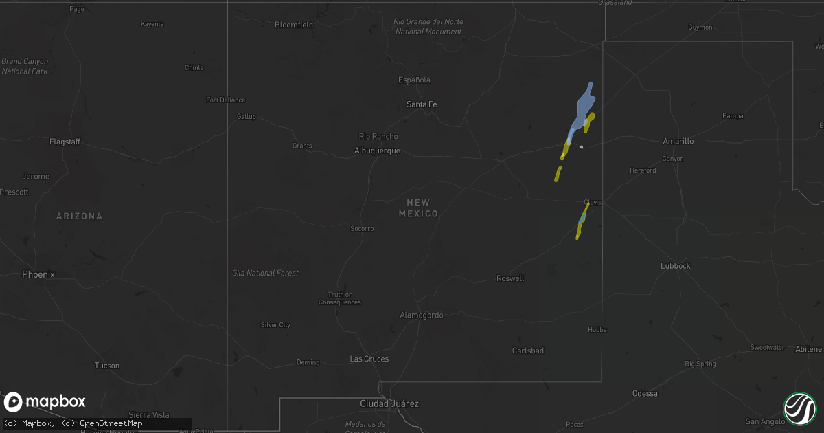 Hail map in New Mexico on May 21, 2021
