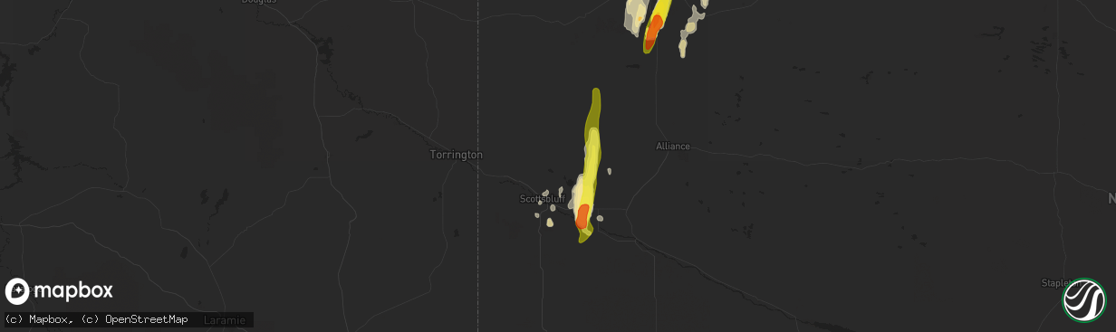 Hail map in Scottsbluff, NE on May 21, 2021