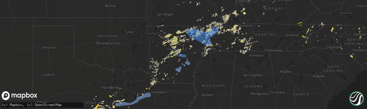 Hail map in Arkansas on May 21, 2022
