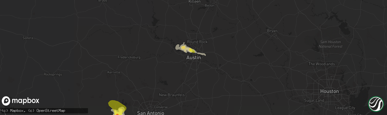 Hail map in Austin, TX on May 21, 2022