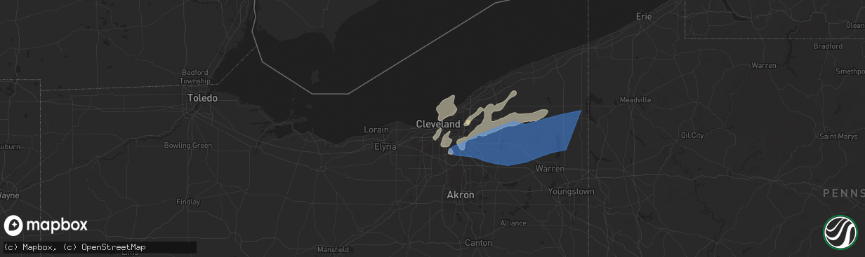 Hail map in Cleveland, OH on May 21, 2022