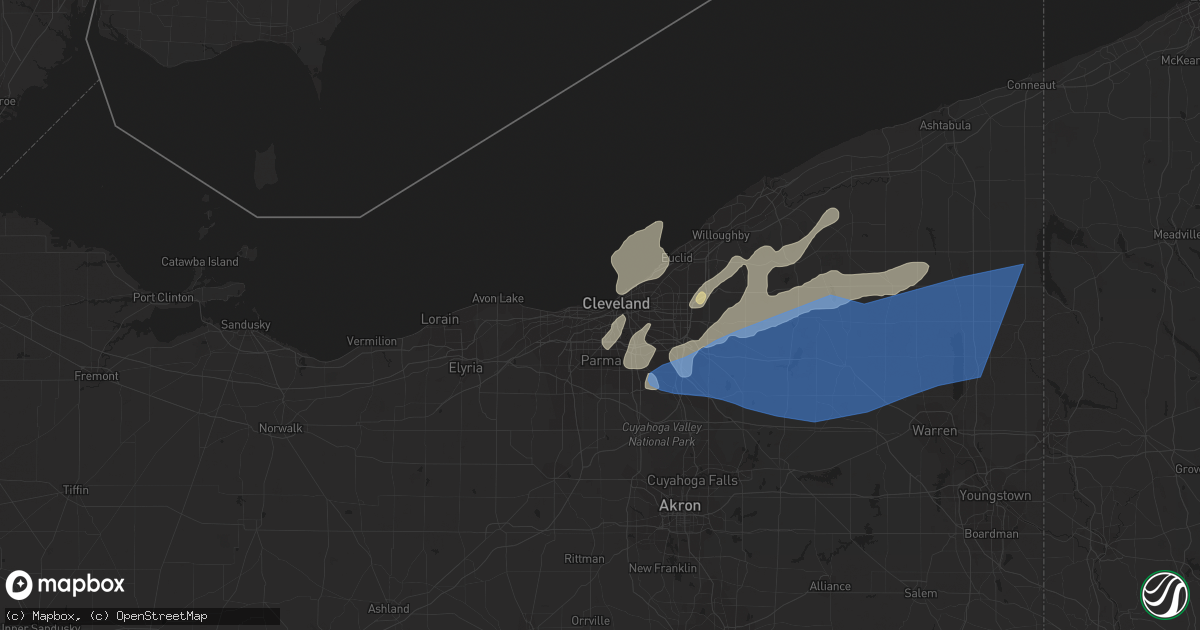 Hail map in Cleveland, OH on May 21, 2022