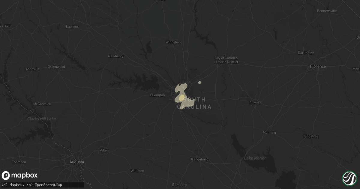 Hail map in Columbia, SC on May 21, 2022