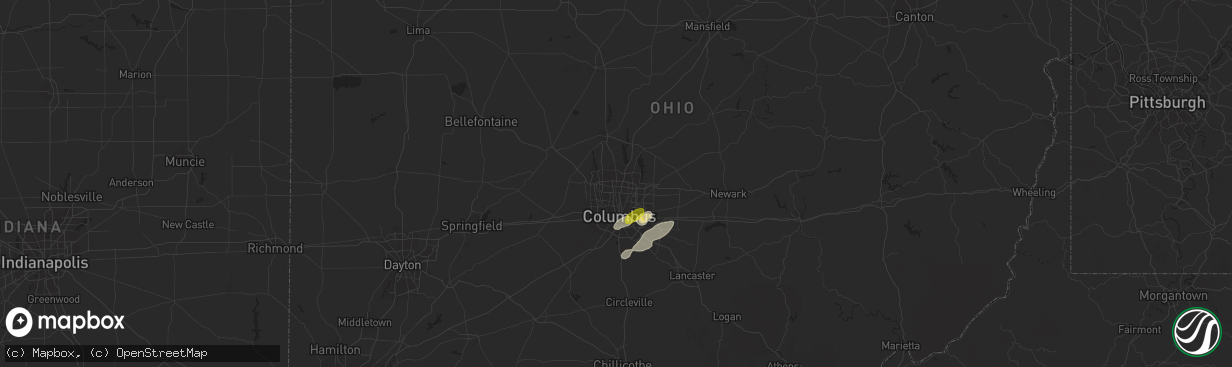 Hail map in Columbus, OH on May 21, 2022