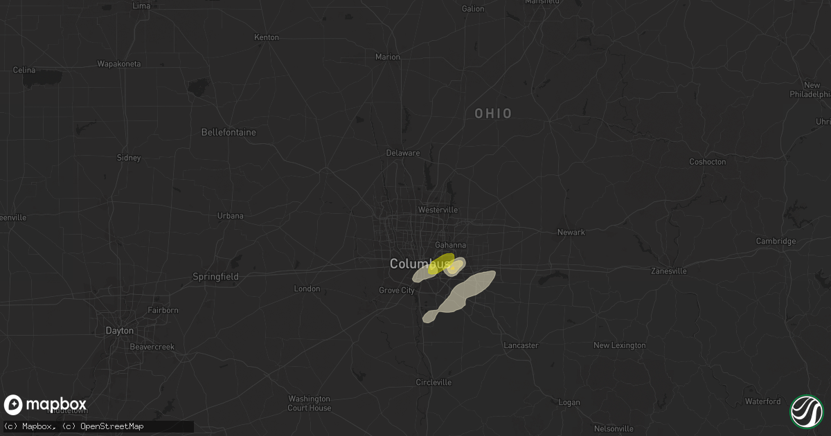 Hail map in Columbus, OH on May 21, 2022