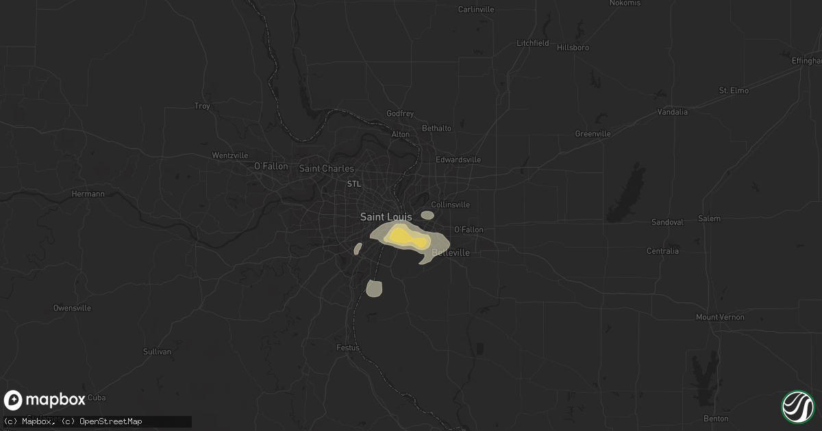 Hail map in East Saint Louis, IL on May 21, 2022