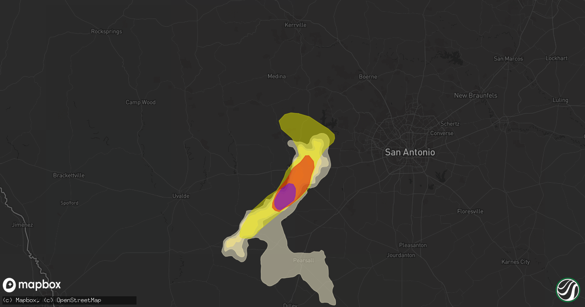 Hail map in Hondo, TX on May 21, 2022