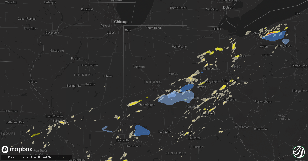 Hail map in Indiana on May 21, 2022