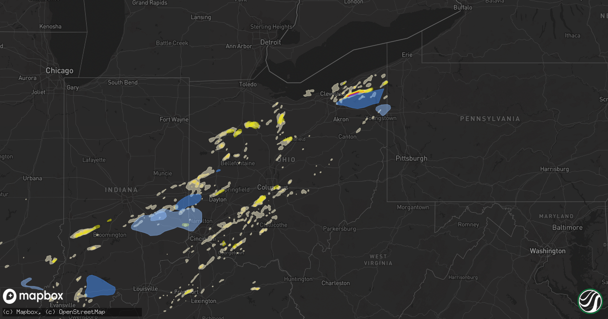 Hail map in Ohio on May 21, 2022