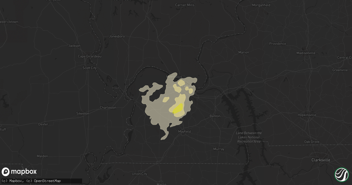 Hail map in Paducah, KY on May 21, 2022