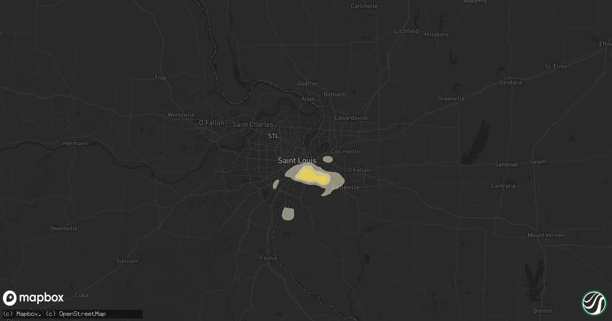 Hail map in Saint Louis, MO on May 21, 2022