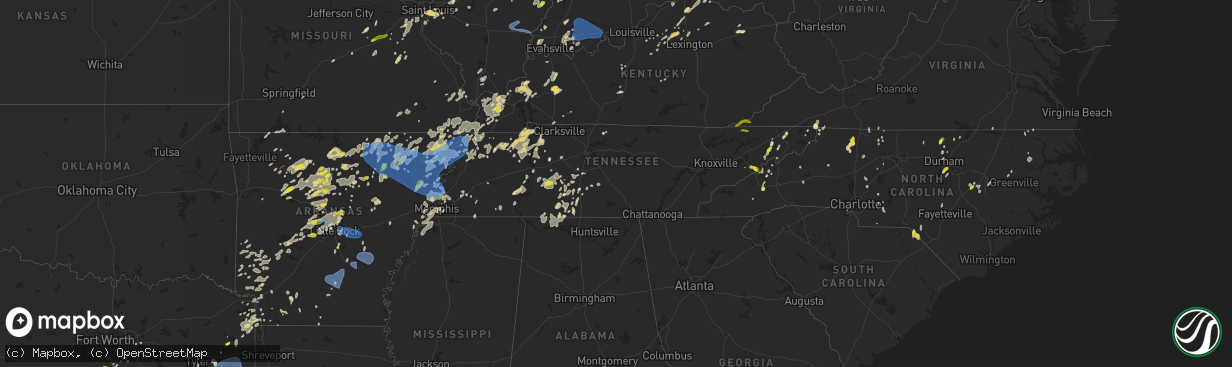 Hail map in Tennessee on May 21, 2022