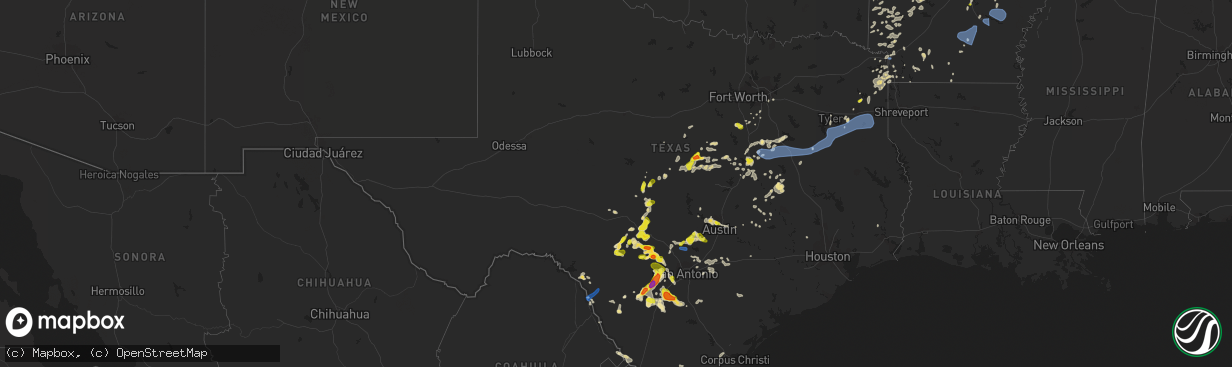 Hail map in Texas on May 21, 2022